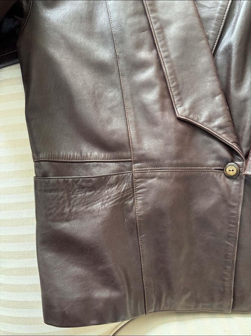 Vintage Gerome Black Label of Barcelona Brown Leather Sheepskin Jacket Size 10 - Picture 5 of 11